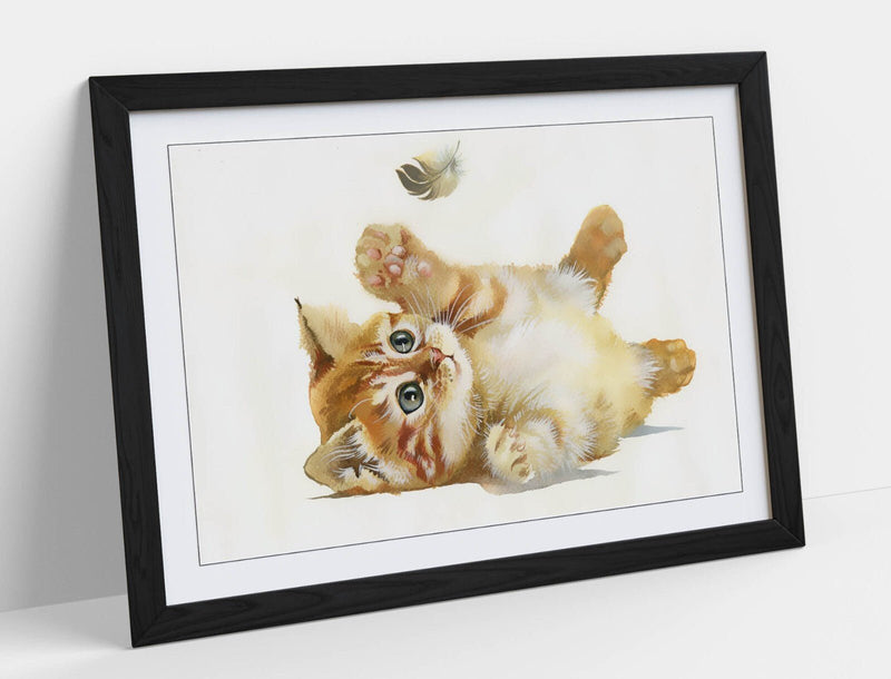 Kitten Wall Art – Cute Kitten Decor Watercolor Poster | Framed Art Print UK Made