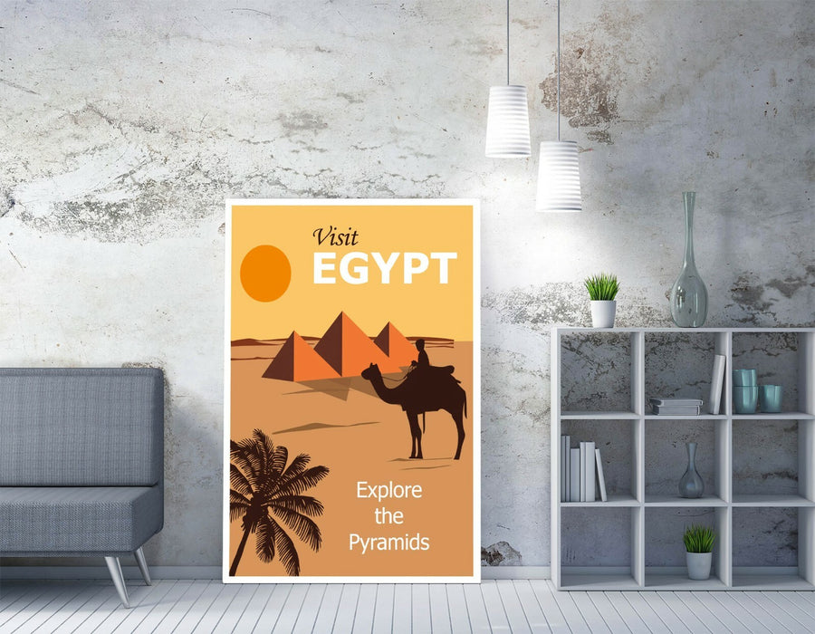 VINTAGE RETRO VISIT EGYPT TRAVEL POSTER, PYRAMIDS -CANVAS WALL ART PICTURE PRINT