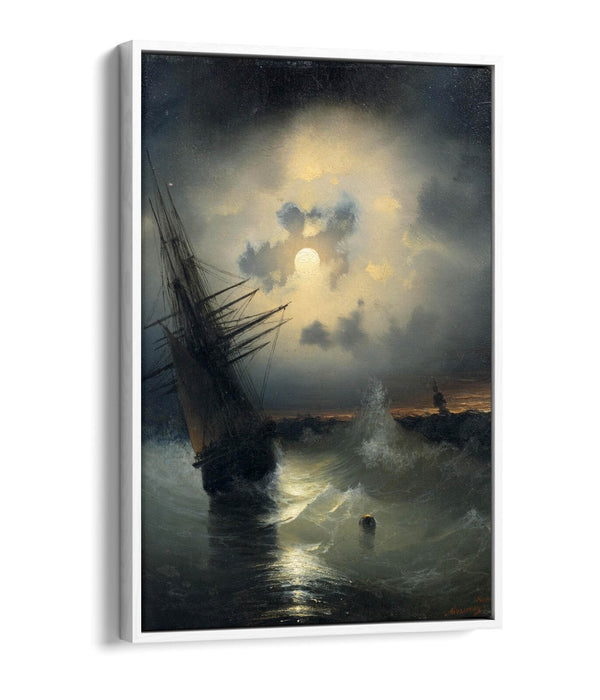 Canvas Wall Art Print – Sailing Ship Moonlight Float Effect on MDF Frame