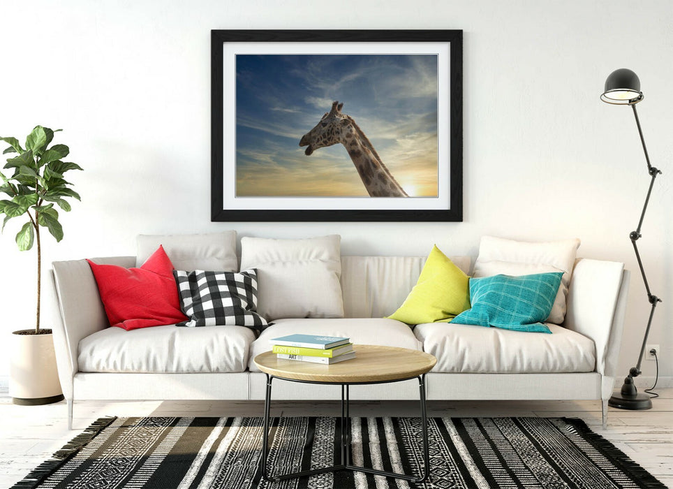 GIRAFFE IN THE CLOUDS -ART FRAMED POSTER PICTURE PRINT ARTWORK- ANIMAL PHOTO