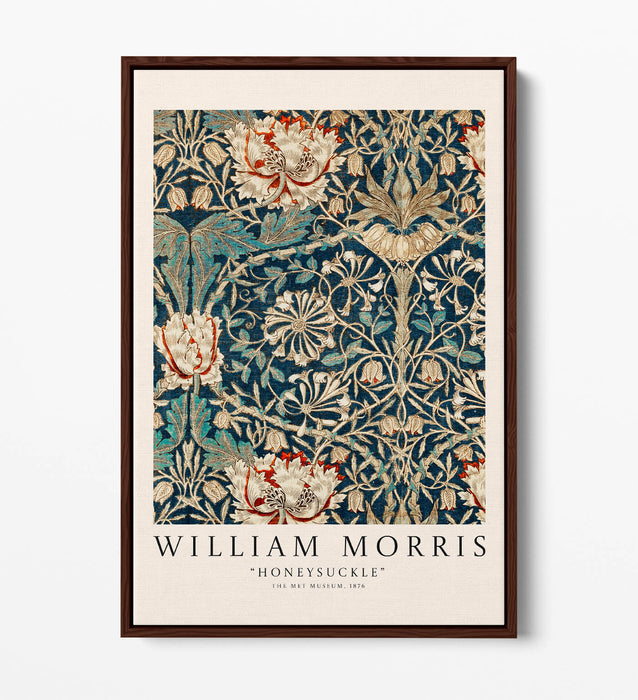 WILLIAM MORRIS 'HONEYSUCKLE' PLANT DECOR FLOAT EFFECT CANVAS ART PRINT