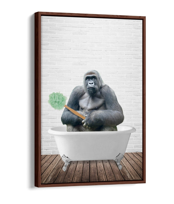 FUNNY GORILLA IN BATHTUB -BATHROOM FLOAT EFFECT CANVAS WALL ART FUNNY PRINT
