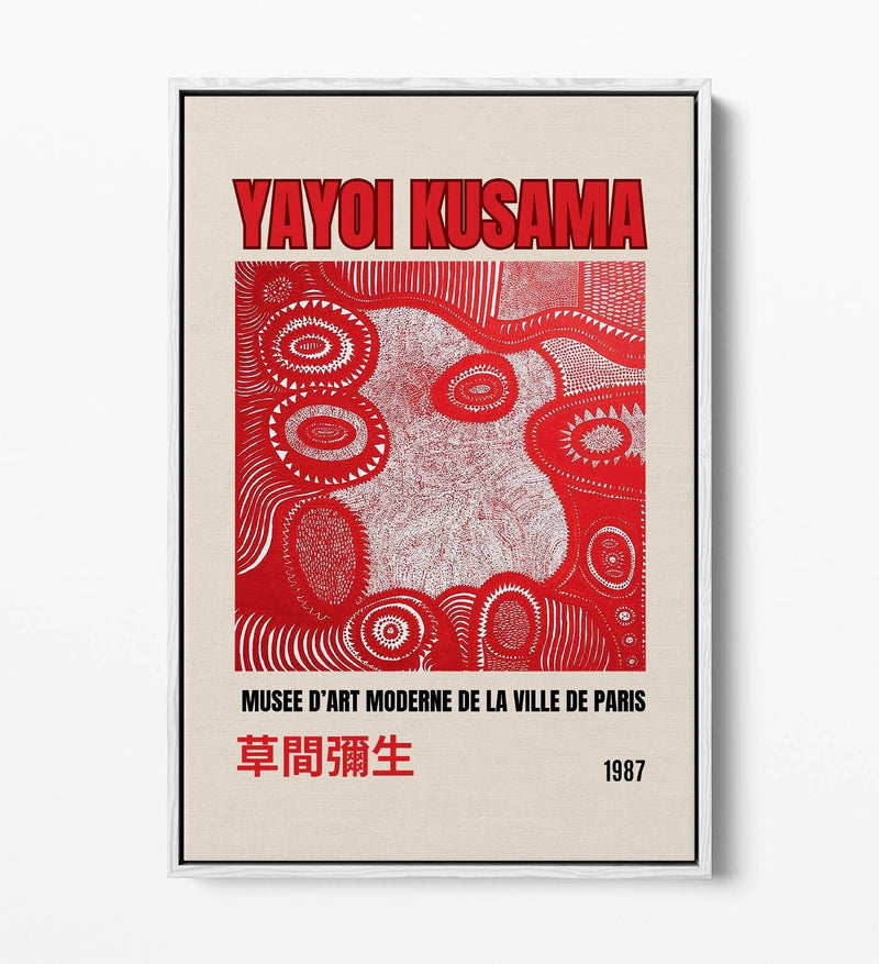 Canvas Art Print - Red Abstract Wall Art With Float Effect Frame, Handmade