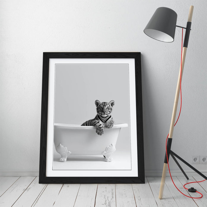 Tiger Wall Art – Black and White Poster | Framed Bathroom Decor Print