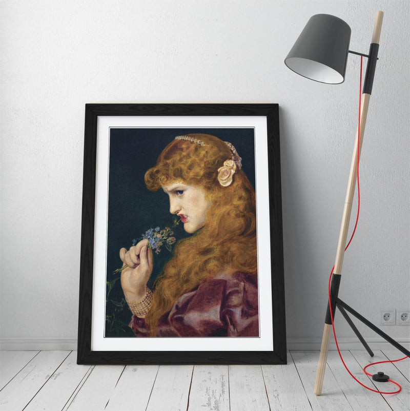 Framed Wall Art Featuring Frederick Sandys Print - Love's Shadow Artwork in Natural Wood Frame