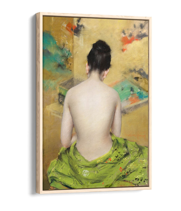 Canvas Wall Art - William Merritt Chase Japanese Woman Print With Float Effect Frame