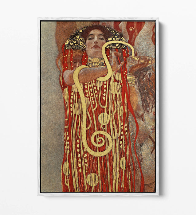 KLIMT HYGIEIA GODDESS OF HEALTH -FLOAT EFFECT CANVAS WALL ART PIC PRINT- GOLD