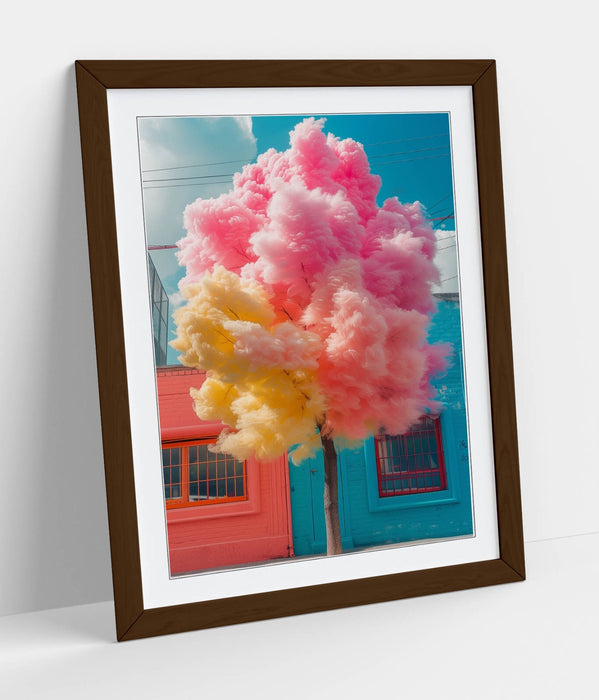 Framed Wall Art – Multi Colour Cotton Candy Tree Contemporary Poster Print