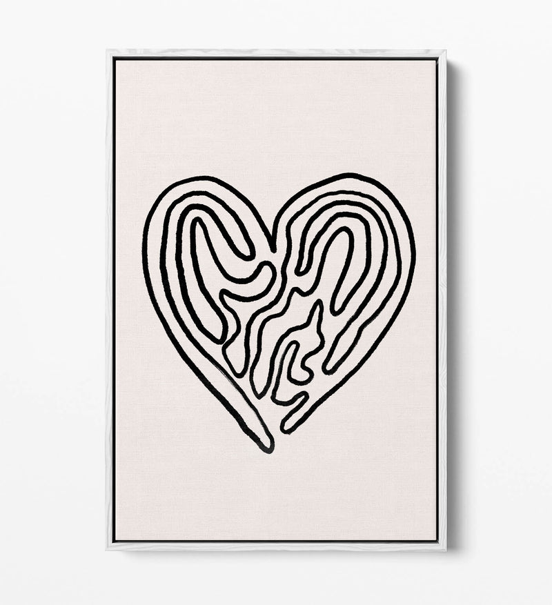 Canvas Wall Art - Heart Minimalist Illustration Float Effect | Handmade Bedroom Decor