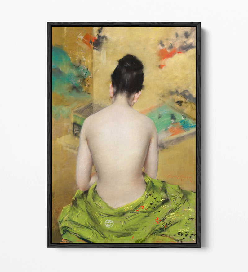 Canvas Wall Art - William Merritt Chase Japanese Woman Print With Float Effect Frame