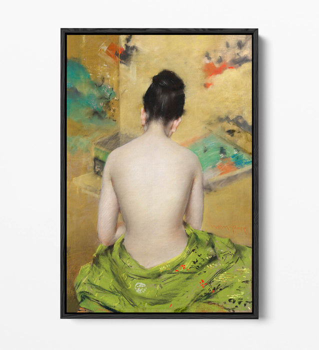 Canvas Wall Art - William Merritt Chase Japanese Woman Print With Float Effect Frame