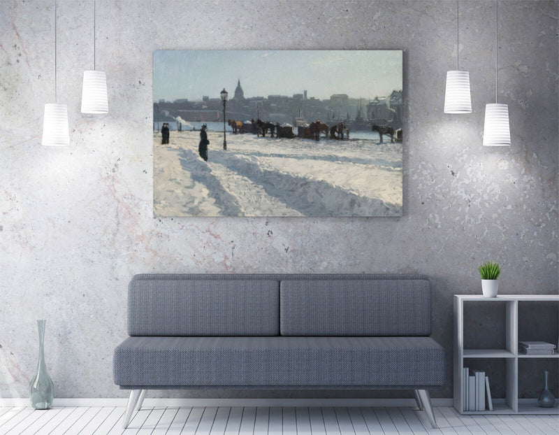 Canvas Wall Art - Alfred Bergstrom, Winter Scene Stockholm | Handmade Premium Print