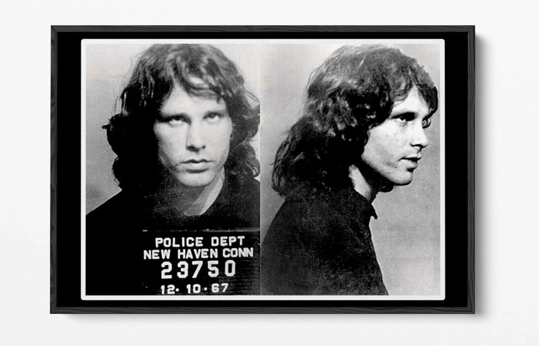 JIM MORRISON MUGSHOT 1 -FLOAT EFFECT CANVAS WALL ART PIC PRINT- BLACK & WHITE