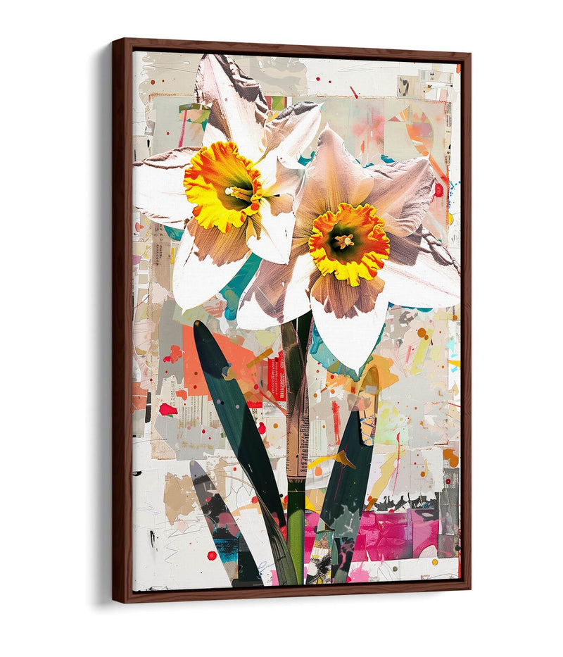 Float Effect Canvas Art - Daffodil Flower Artwork on Premium 30mm Deep Frame