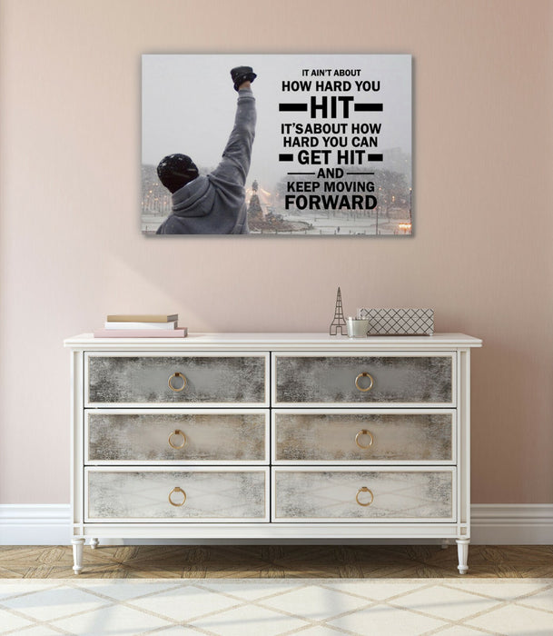 Motivational Canvas Wall Art – Rocky Steps Quote Framed Print, Ready to Hang