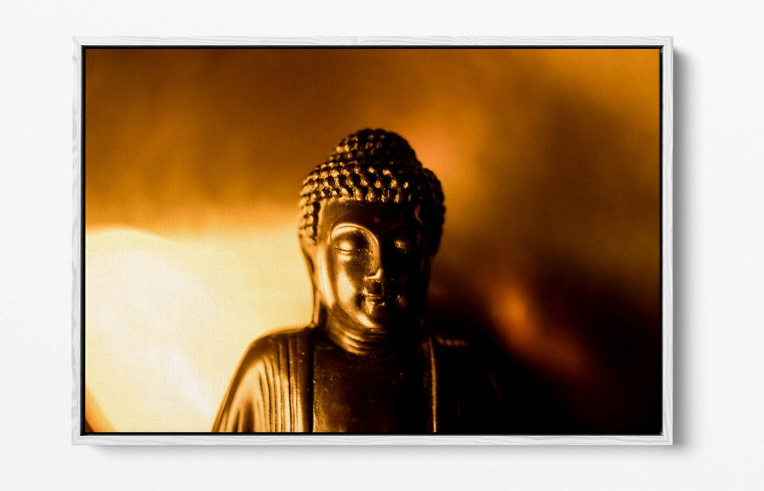 Buddha Canvas Art – Gold Buddha Statue Print With Float Effect Canvas