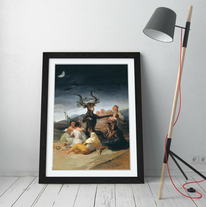 Goya Witches Sabbath Poster – Handmade Framed Art Print With Natural Wood Frame