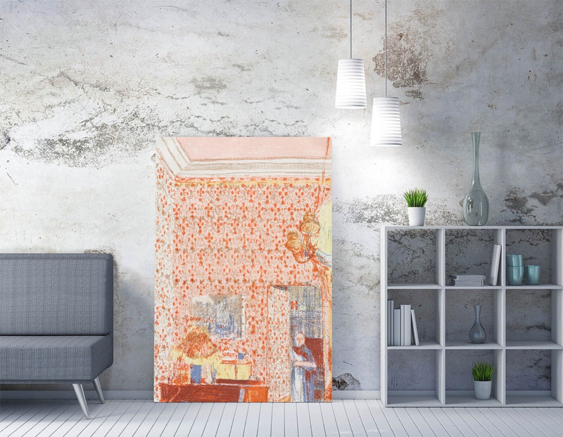 Canvas Wall Art – Edouard Vuillard Print with Pink Wallpaper Artwork, Ready to Hang