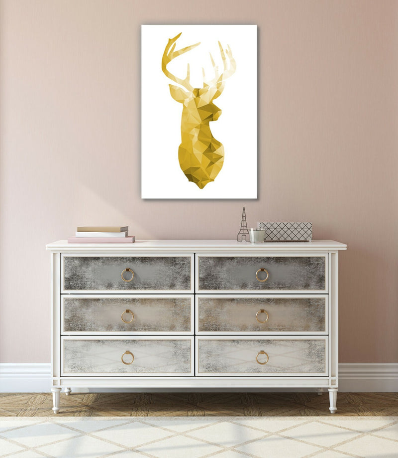 Geometric Canvas Wall Art – Stag Head Print on 30mm Deep Frame | Handmade Canvas Artwork