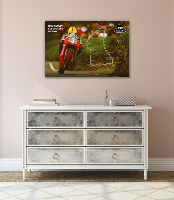Isle of Man TT Canvas - Joey Dunlop Racing Bike Wall Art Print | Framed 30mm Deep