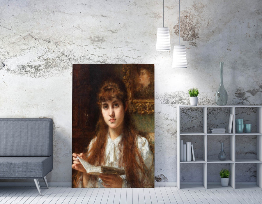 Canvas Wall Art Featuring Girl Reading | Handmade Canvas Art Print - Premium Varnish Finish