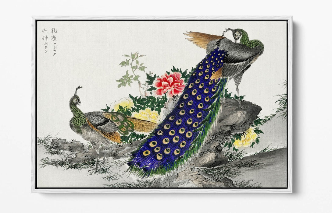Canvas Wall Art Print - Peacock And Peony Float Effect | Handmade UK Canvas Art