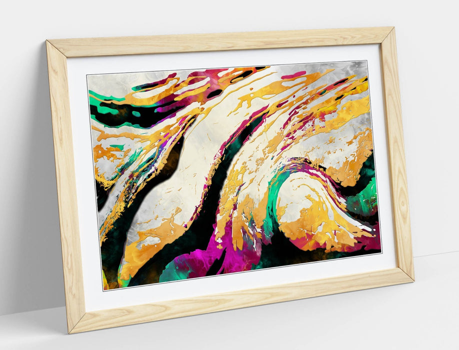 Abstract Swirl Art - Framed Wall Art Bedroom Decor With Wood Grain Frame