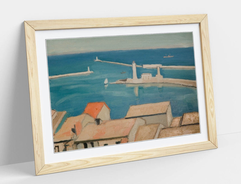 Framed Wall Art Poster - The Port Of Cette, Marseilles, Albert Marquet Print With Woodgrain Picture Frame, Ready To Hang