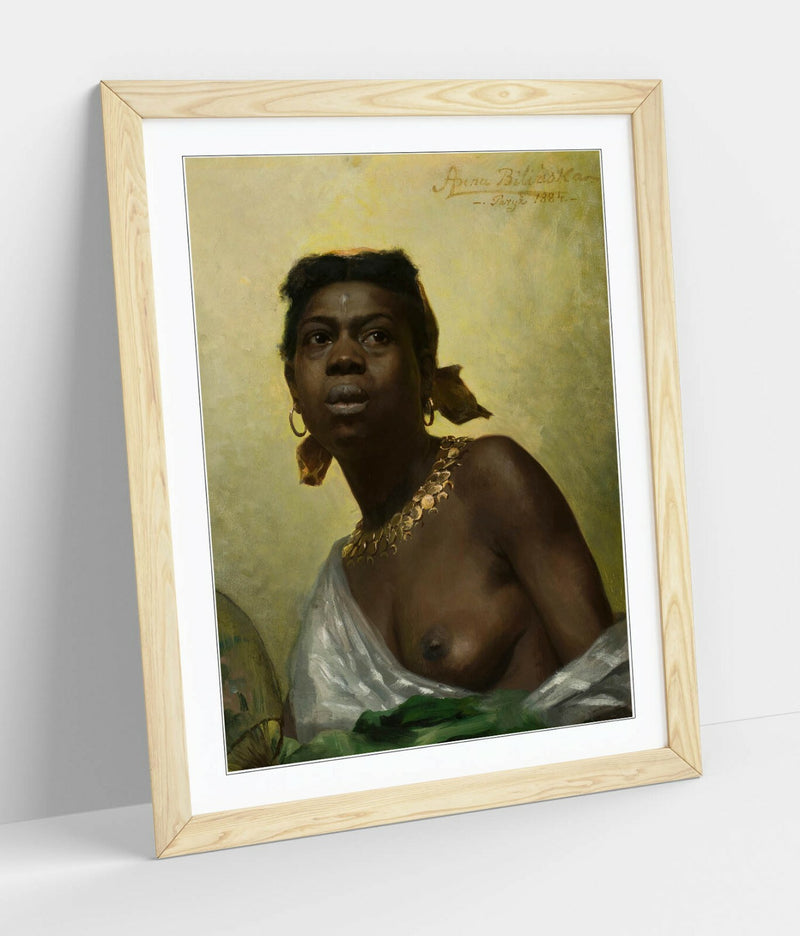 Framed Art Print – Black Woman Painting With Natural Wood Frame | Handmade UK