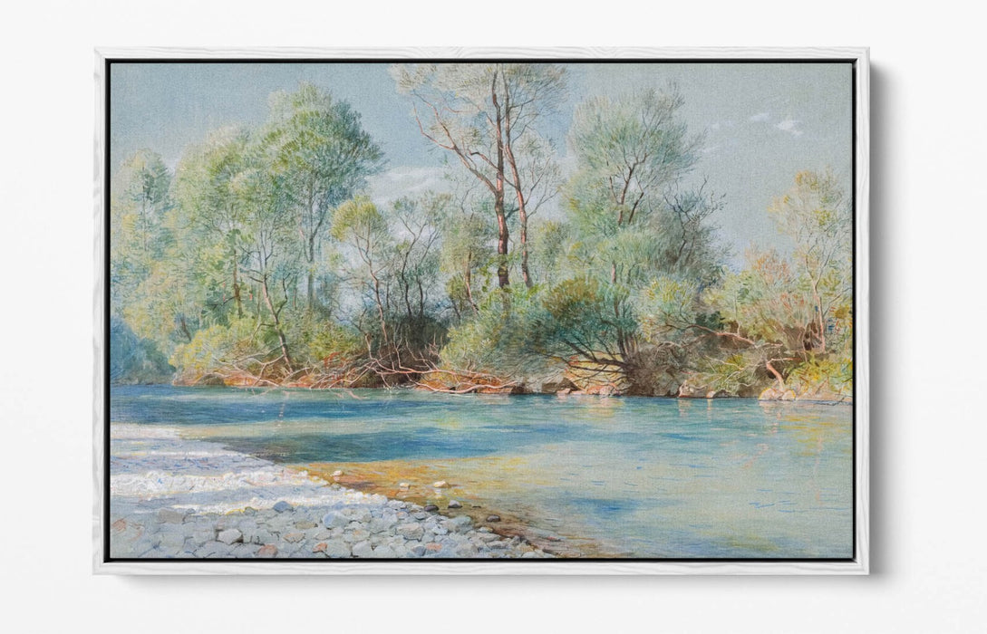 WILLIAM STANLEY HASELTINE, TRAUNSTEIN RIVER -FLOAT EFFECT CANVAS WALL ART PRINT