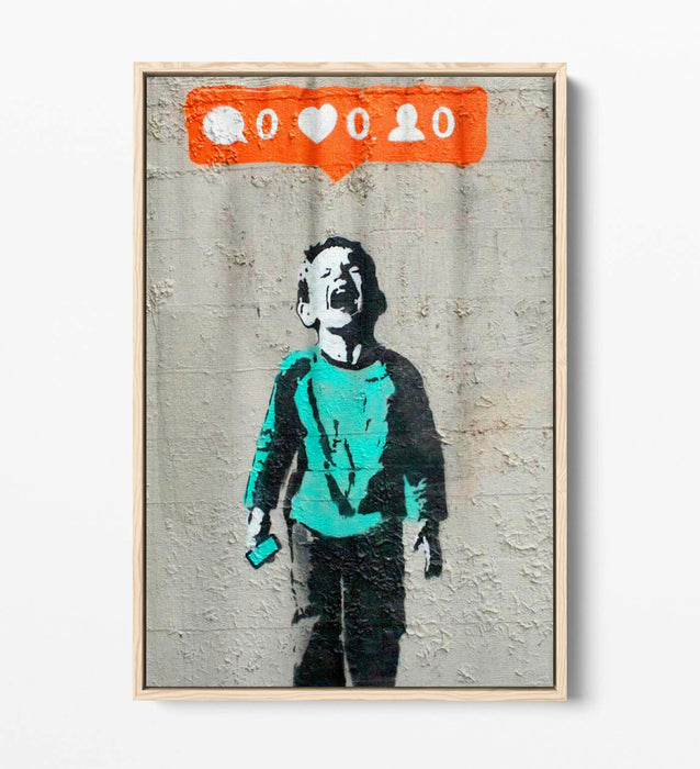 BANKSY "NO SOCIAL MEDIA" -FLOAT EFFECT CANVAS ART PRINT- GRAFFITI STREET ART