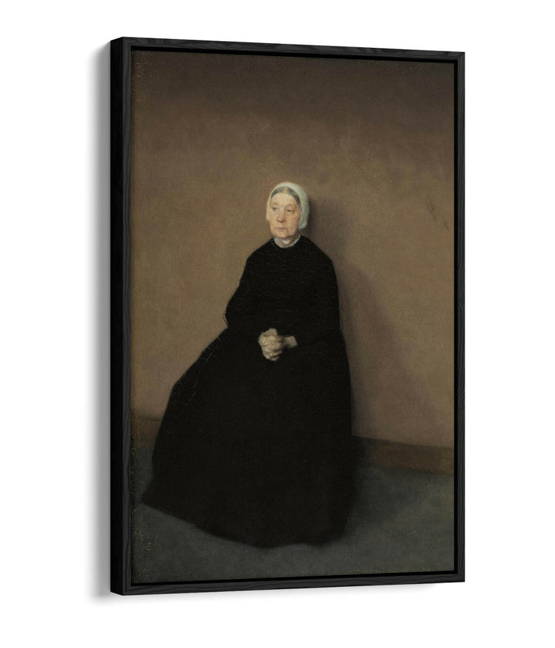 Canvas Wall Art Print - Vilhelm Hammershoi Old Woman | Float Effect, Premium Frame