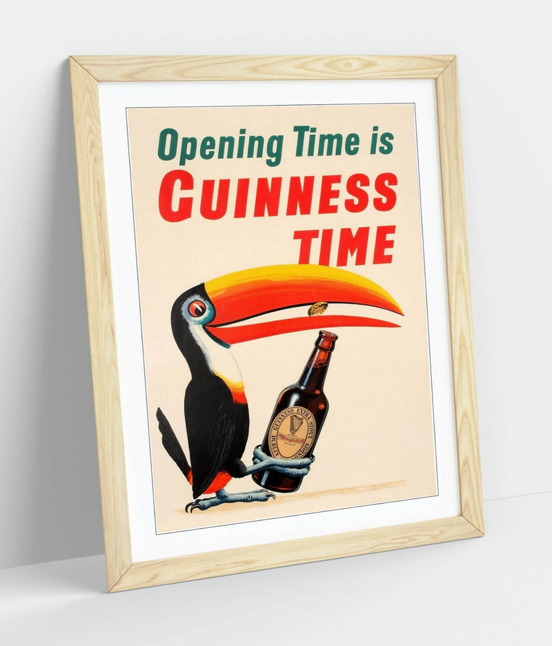 Vintage Guinness Poster - Framed Wall Art With Woodgrain Frame & Matte Paper Print