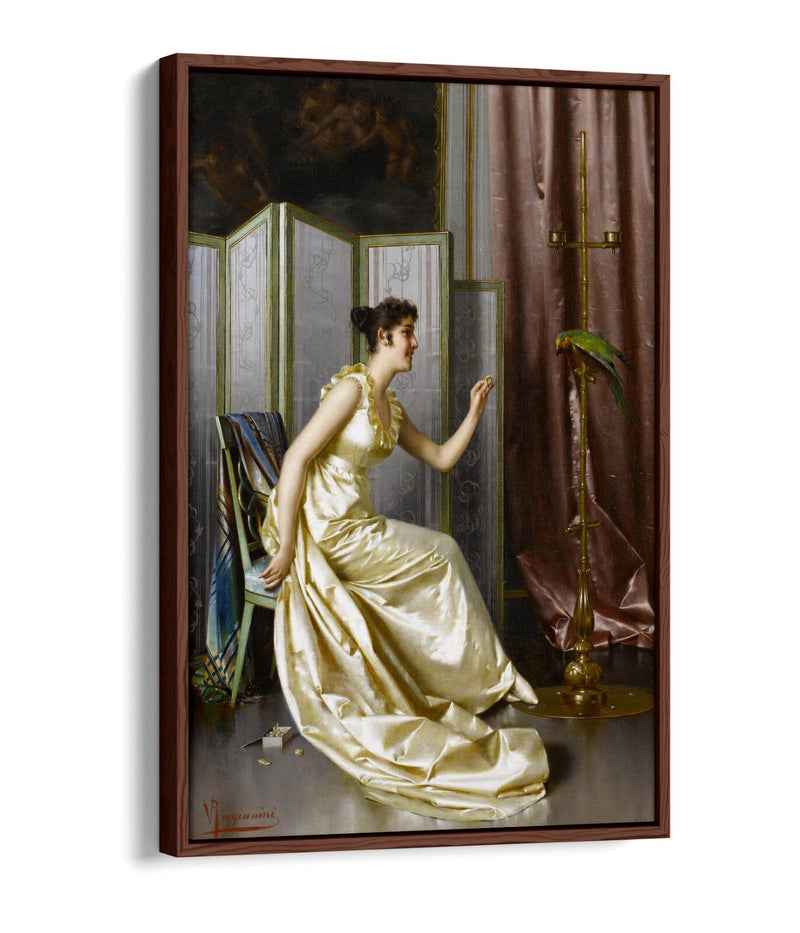 Canvas Wall Art - Feeding The Parrot Print | Premium Float Effect Canvas With 30mm Deep Frame
