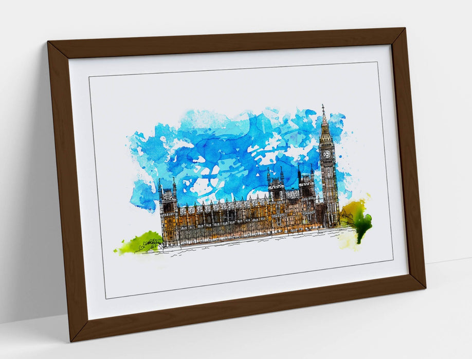 Westminster Abbey Wall Art – London Framed Poster With Watercolour Print