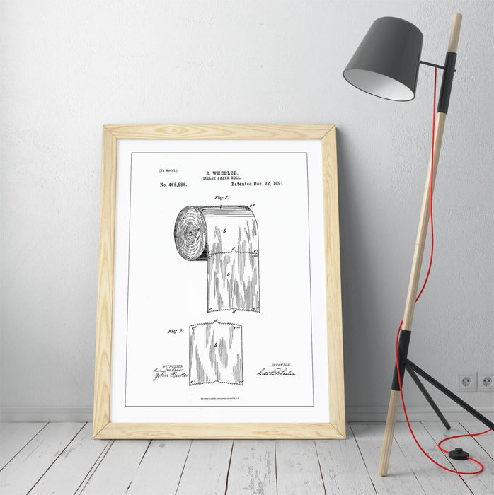 TOILET PAPER PATENT MINIMALIST LINE ART -ART FRAMED POSTER PICTURE PRINT ARTWORK