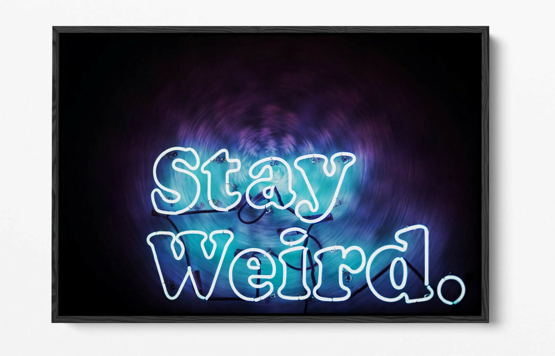 Blue Neon Sign Canvas - Float Effect Canvas Wall Art With Premium Varnish Finish