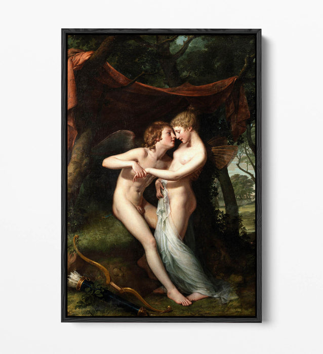 HUGH DOUGLAS HAMILTON, CUPID AND PSYCHE -FLOAT EFFECT CANVAS WALL ART PRINT