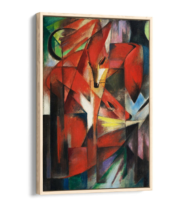 Canvas Wall Art – Franz Marc The Foxes Float Effect Print on Blue Navy Canvas
