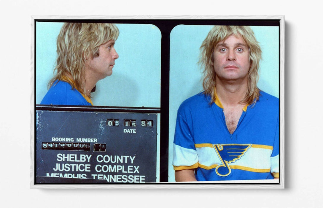 OZZY OSBOURNE MUGSHOT 1 -FLOAT EFFECT CANVAS WALL ART PIC PRINT- CYAN