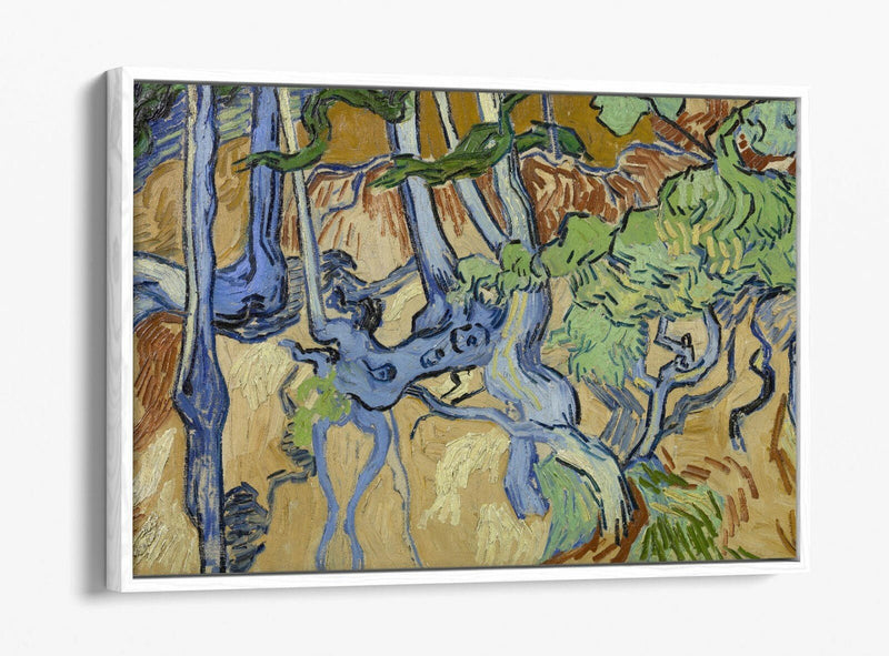 Float Effect Canvas Art – Vincent Van Gogh Tree Roots Painting on 30mm Deep Frame