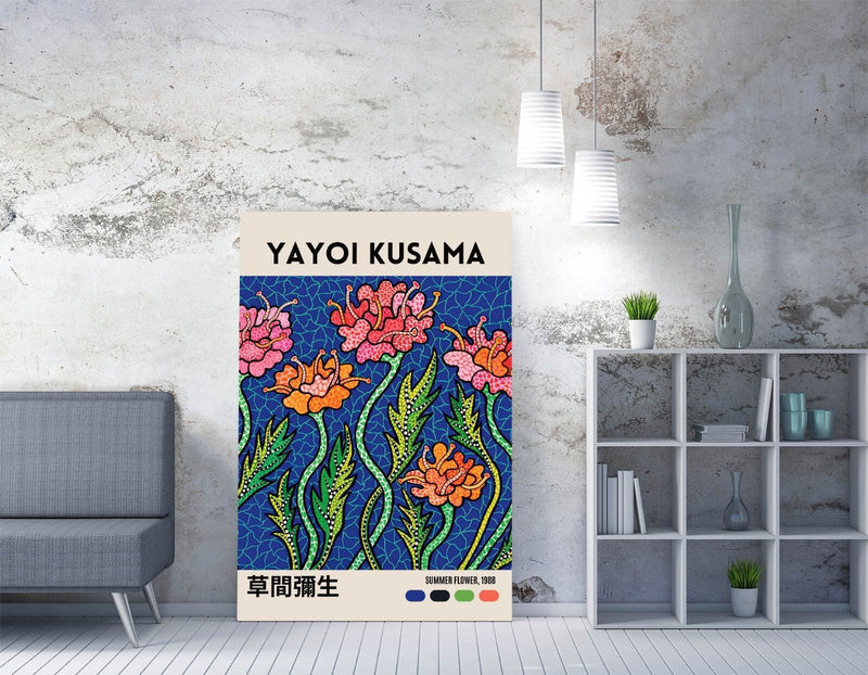 Canvas Wall Art | Contemporary Floral Print by Yayoi Kusama | Premium Satin Finish