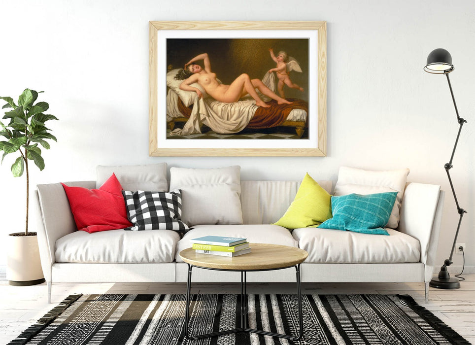 Framed Wall Art Poster – Danae Painting Print With Woodgrain Frame & Archival Ink