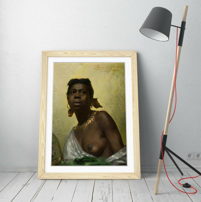 Framed Art Print – Black Woman Painting With Natural Wood Frame | Handmade UK