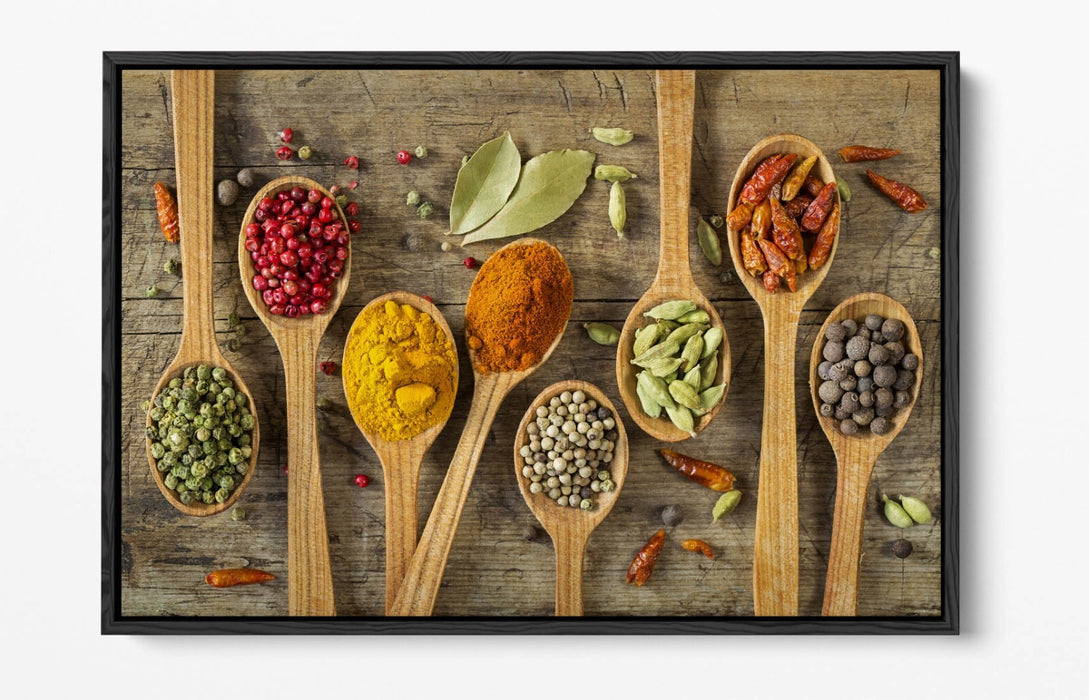 Canvas Wall Art - Herbs Spice Art On Spoons | Vibrant Kitchen Wall Decor Print