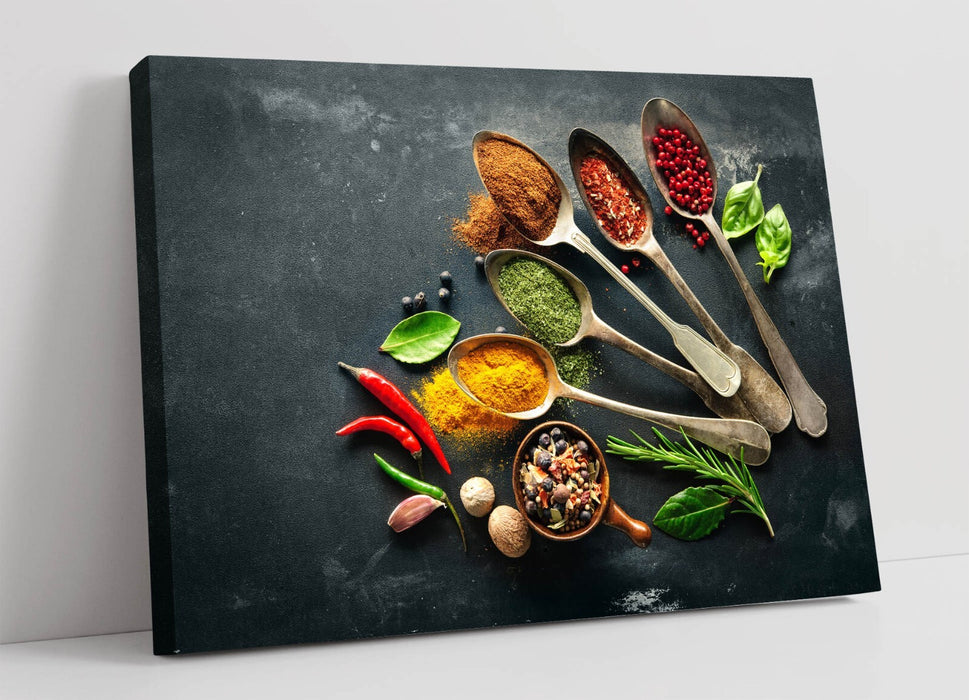 Kitchen Canvas Art – Herbs And Spices Wall Print | Handmade Vibrant Decor