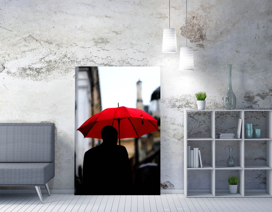 Canvas Wall Art - Figure With Red Umbrella | Handmade Canvas Print Ready To Hang