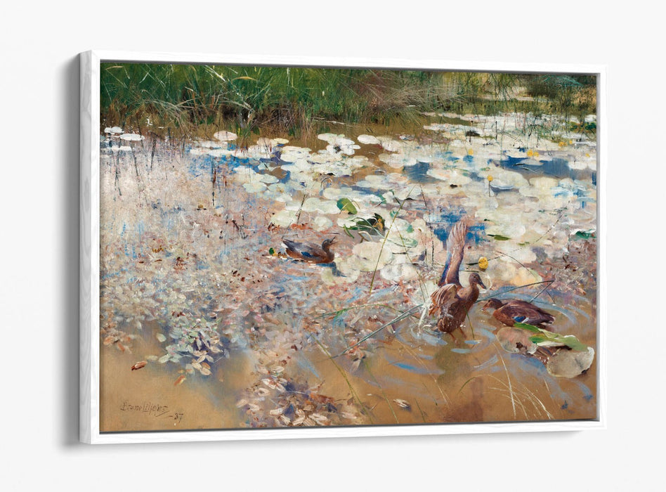 Canvas Wall Art - Bruno Liljefors Wild Ducks Painting | Float Effect Canvas Print