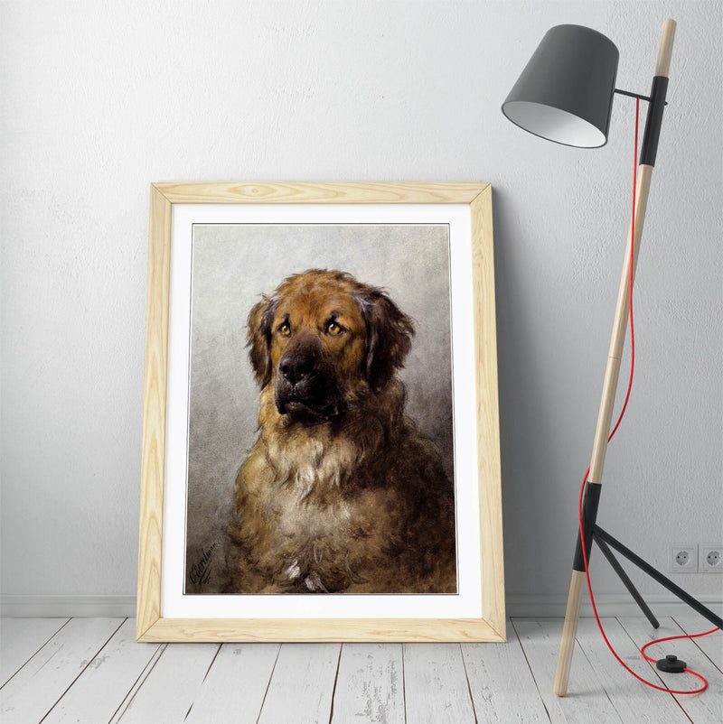 Framed Wall Art - Otto Ereleman, Head Of A Leonberger | Handmade UK Art Poster Print
