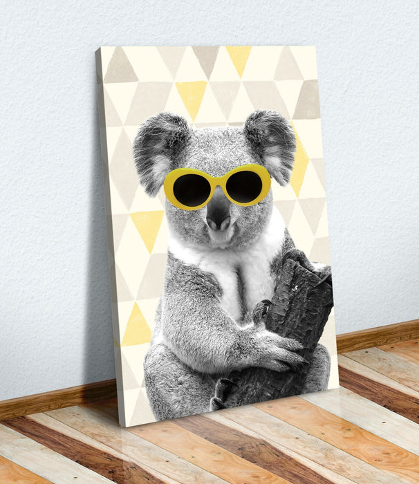 Koala Canvas Wall Art - Handmade Animal Canvas Print | Yellow Mustard Decor